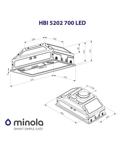 Витяжка MINOLA HBI 5202 GR 700 LED